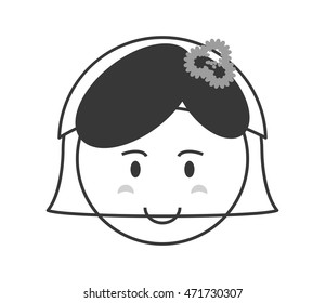 flat design happy bride icon vector illustration