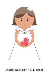 flat design happy bride icon vector illustration