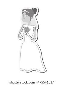 flat design happy bride icon vector illustration
