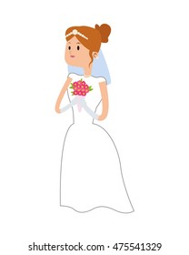 flat design happy bride icon vector illustration
