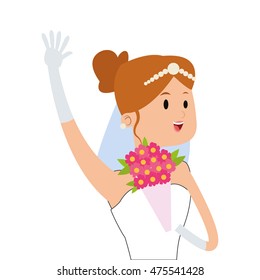 flat design happy bride icon vector illustration