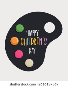 Flat Design Happy Children's Day with Watercolor