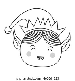 flat design happy cute christmas elf icon vector illustration