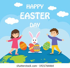 Flat design of Happy Easter background