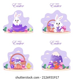 Flat design happy easter day big egg. Flat vector template style Suitable for Web Landing Pages.