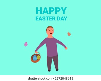 flat design happy easter day vector illustration