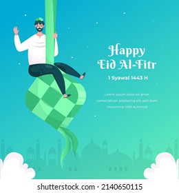 Flat design happy Eid al-fitr celebration