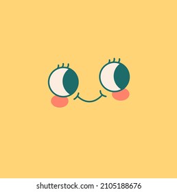 diseño plano cara feliz con fondo amarillo