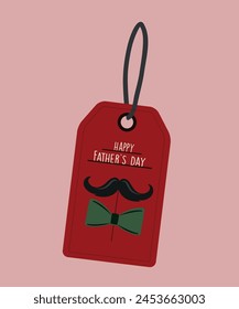 Flat Design Happy Father's Day illustration with Sale Tag at Mustache