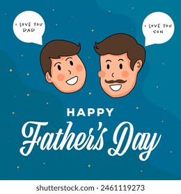 flat design happy father's day with son and dad illustration