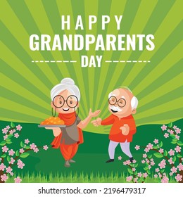 Flat design of happy grandparents day banner template.