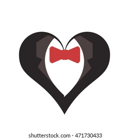 flat design happy groom heart icon vector illustration
