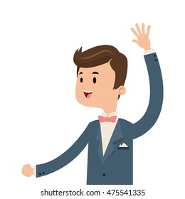 flat design happy groom icon vector illustration
