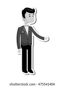 flat design happy groom icon vector illustration