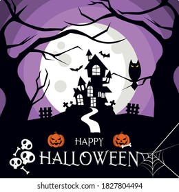 Flat Design Happy Halloween Background