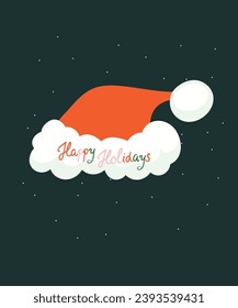 Diseño plano Feliz vacaciones Ilustración con Santa Hat