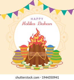 Flat design happy holika dahan illustration