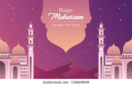 Flat design happy islamic new year vector