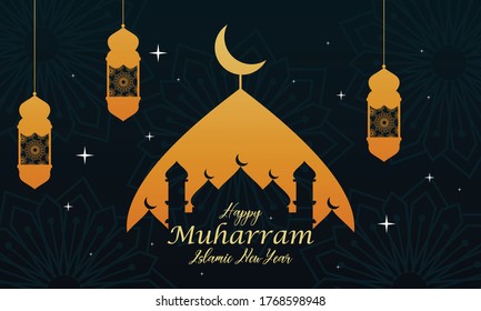 Flat design happy islamic new year vector