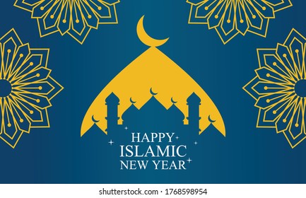 Flat design happy islamic new year vector