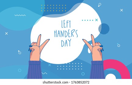 Flat design happy left handers day concept