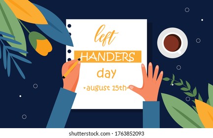 Diseño plano feliz concepto de día de entrega a la izquierda