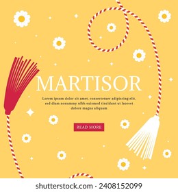 flat design happy martisor illustration with flowers