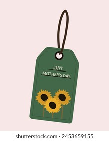 Flat Design Happy Mother's Day illustration with Sale Tag at Sunflowers