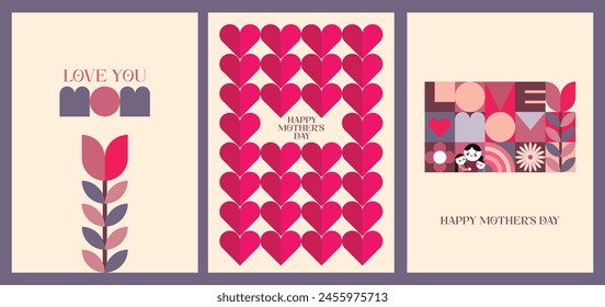 flat design happy mothers day card collection