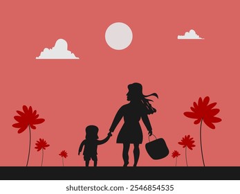 Flat design Happy mother's day vector illustration