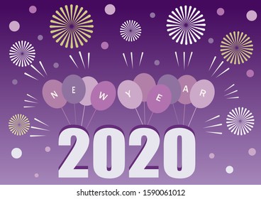 Flat design for Happy New Year 2020 . Greeting card,
Vector and illustration  EPS 10 file.