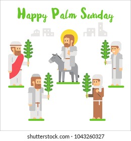 Flat design happy palm sunday illustration vector