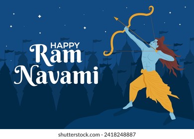 flat design happy ram navami background illustration