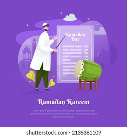 Diseño plano del concepto de feliz día de ayuno de Ramadán kareem