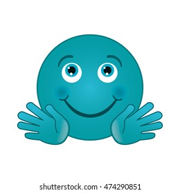 flat design happy smirk emoticon icon vector illustration