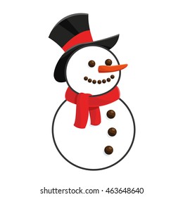 flat design happy snowman icon vector illustration