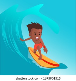diseño plano de niño feliz surfista
