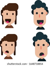Flaches Design von Happy und unglücklichen Benutzern. Einschließlich weibliches und männliches Modell