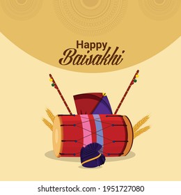 Flat design of happy vaisakhi indian sikh festival celebration