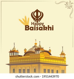 Flat design of happy vaisakhi vector illustration creative Golden temple 