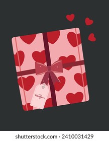 Flat Design Happy Valentine's Day Illustration with Ribbon, Present