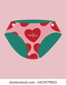 Diseño plano Feliz Día de San Valentín Ilustración con el patrón de los pantiens en el corazón