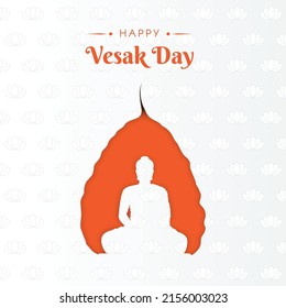 Diseño plano feliz concepto de evento Vesak en hoja