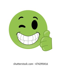 flat design happy wink emoticon icon vector illustration