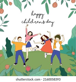 flat design happy world children's day