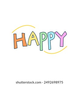 Flaches Design Happy Writing Schriftart Vektorgrafik Symbol.