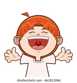 flat design happy young boy icon vector illustration