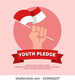 Flat Design Happy Youth Pledge Day Design