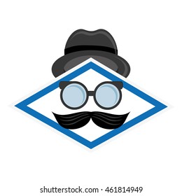 flat design hat glasses and mustache icon vector illustration