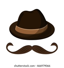 flat design hat and mustache icon vector illustration